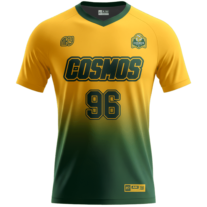 Cosmos yellow and green men short sleeve volleyball jersey by MKY Apparels