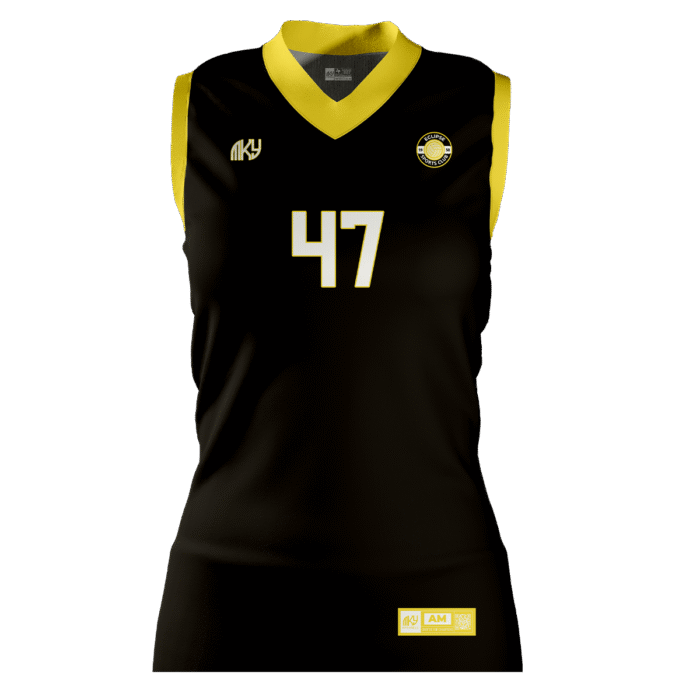 Eclipse black and gold girls sleeveless volleyball jersey by MKY Apparels
