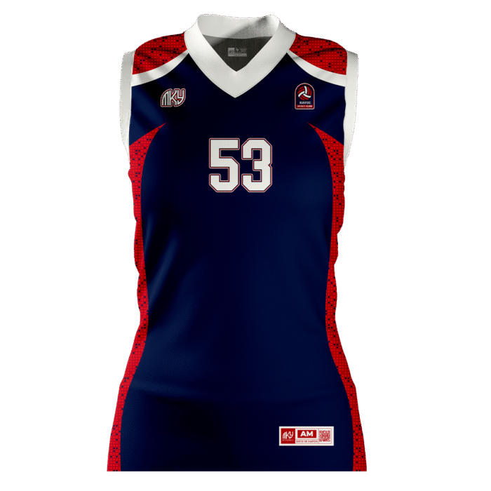 Navy and red girls sleeveless volleyball jersey by MKY Apparels