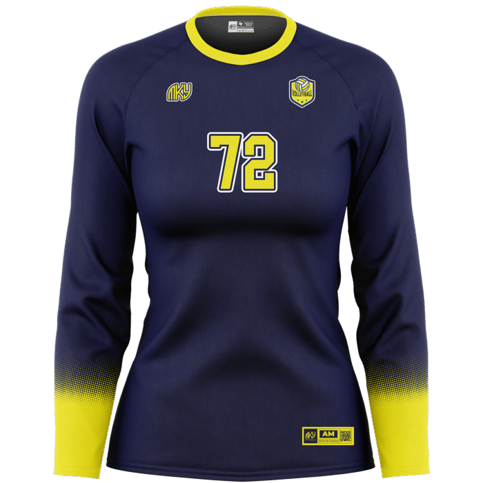 Navy and yellow girls long sleeve volleyball jersey by MKY Apparels