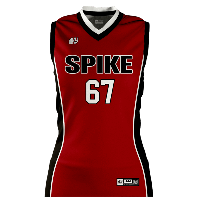 Spike red and black girls sleeveless volleyball jersey by MKY Apparels