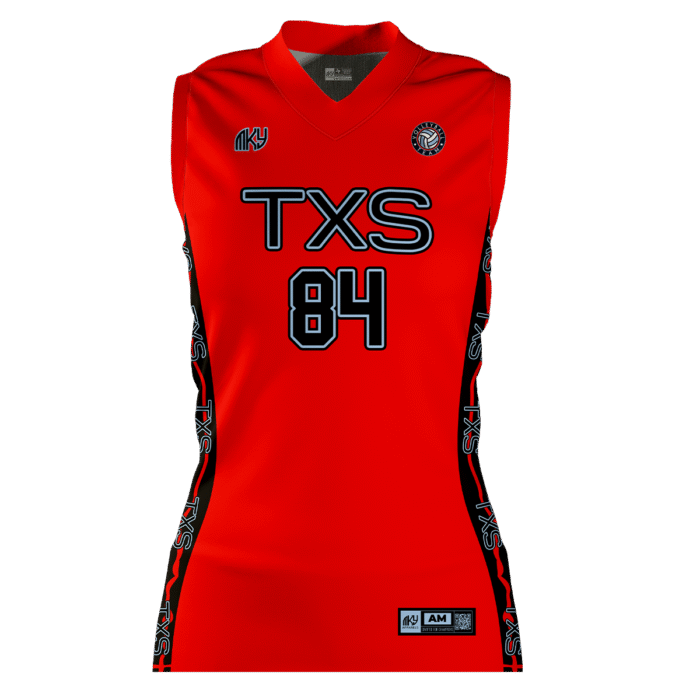 TXS red girls sleeveless volleyball jersey by MKY Apparels