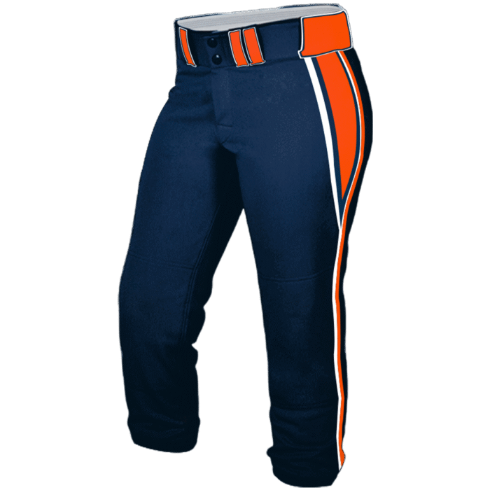 Astros navy softball knicker pants with orange side stripes by MKY Apparels