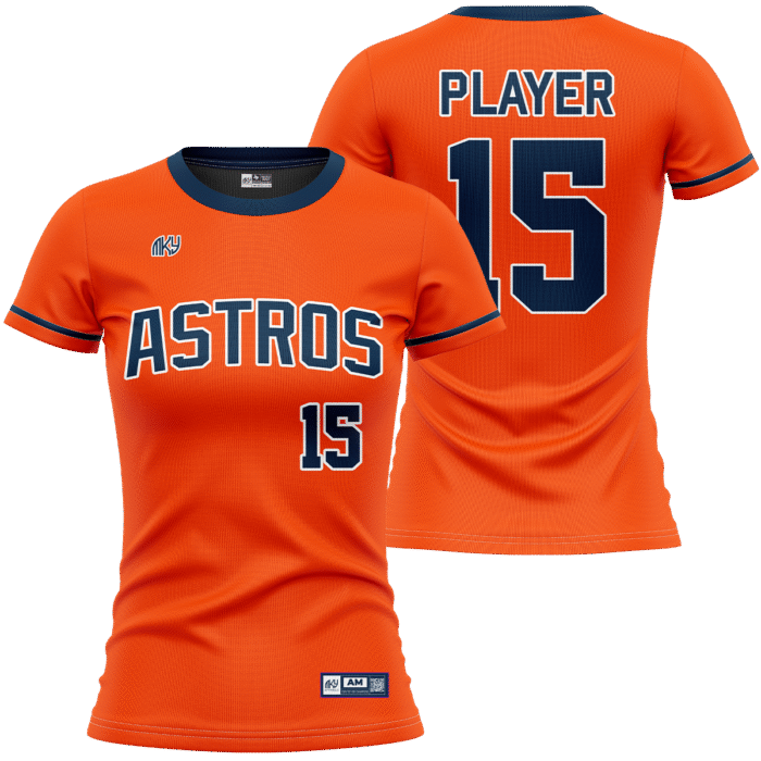 Astros orange softball jersey with navy details by MKY Apparels