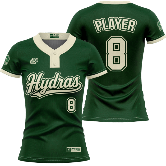 Hydras green softball jersey with cream details by MKY Apparels