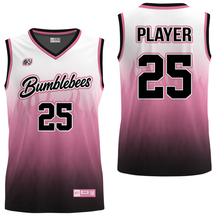 Bumblebees pink and black girls custom basketball jersey by MKY Apparels