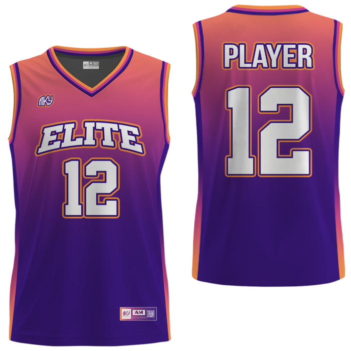 Elite purple and gold girls custom basketball jersey by MKY Apparels