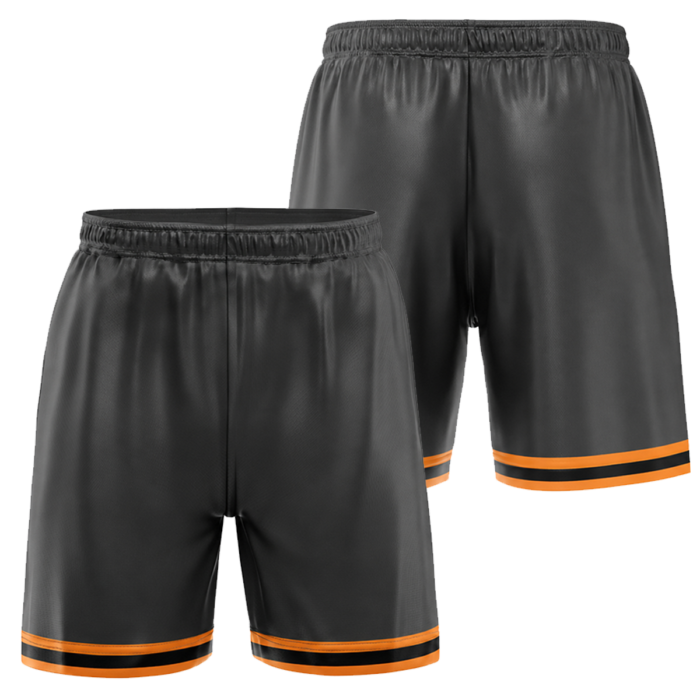 Gray baseball shorts with orange trim by MKY Apparels