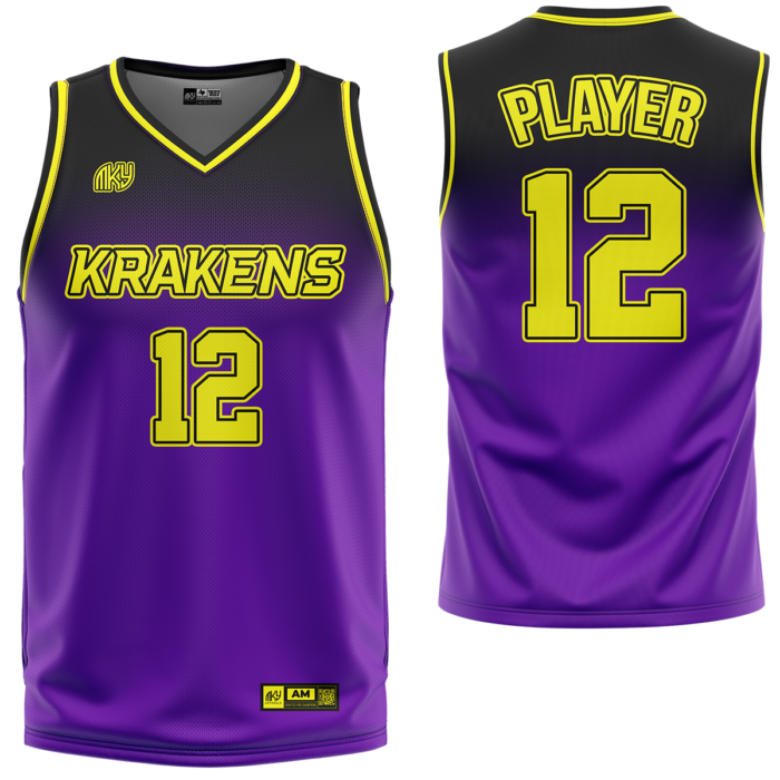 Krakens purple and black custom basketball jersey by MKY Apparels