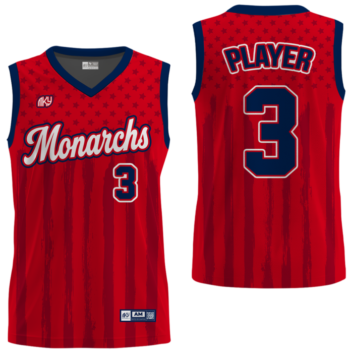 Monarchs red and black girls custom basketball jersey by MKY Apparels