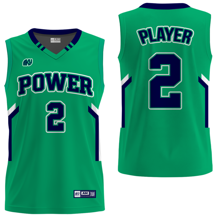 Power green and navy girls custom basketball jersey by MKY Apparels