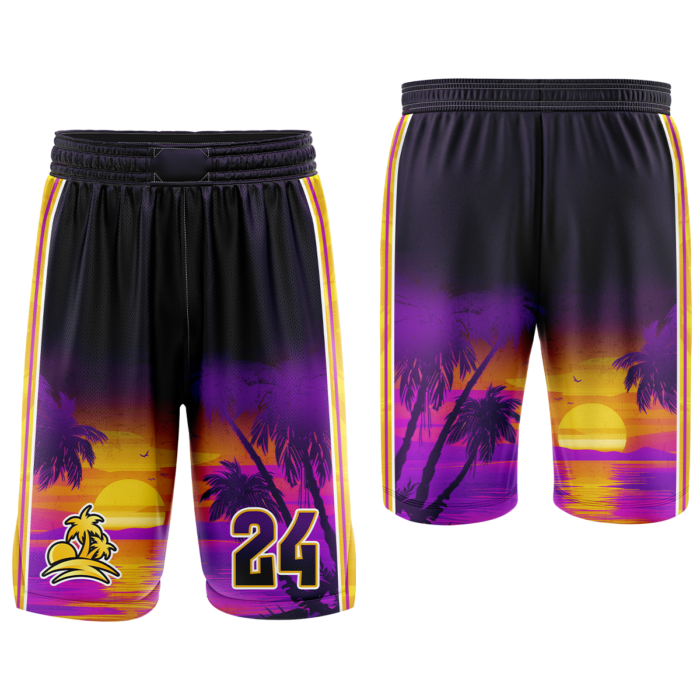 Temple Oasis purple and yellow custom basketball shorts by MKY Apparels
