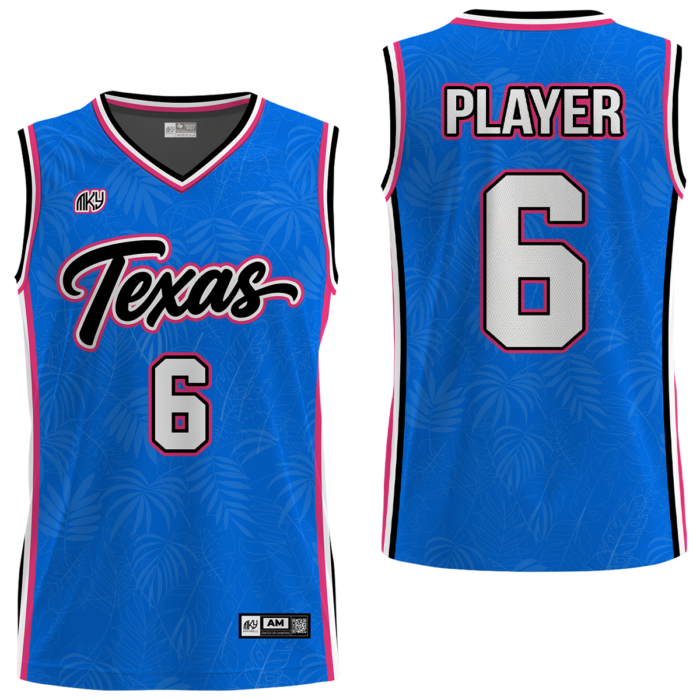 Texas blue and orange girls custom basketball jersey by MKY Apparels
